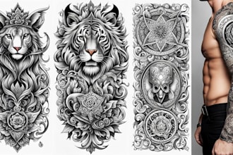 create custom realism attractive tattoo design, tattoo sleeve