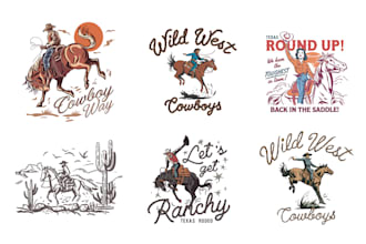 design vintage western cowboy for logo and t shirt