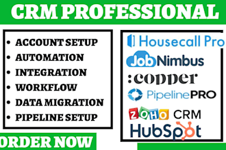 setup jobnimbus copper crm hubspot zoho one housecall pro pipeline automation