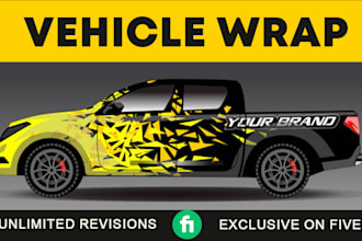 design creative vehicle wrap, car wrap, truck wrap or van wrap