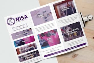 design flyer, bifold, trifold, z fold brochure for print