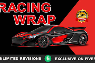 do amazing and  unique racing car wrap, van wrap and any vehicle wrap designs