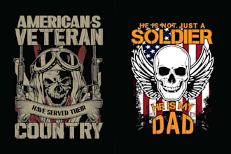 create vector vintage veteran logo t shirt design