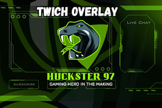 design animated stream overlay for twitch, kick, and youtube channels