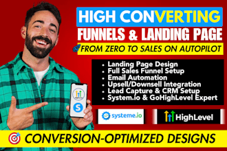 build high converting sales funnel, landing page in gohighlevel, system io