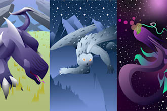 draw your fantasy creatures, character, environment design