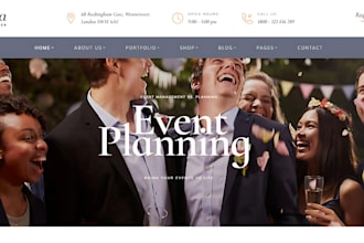 design events planner website, party website events wedding planner website