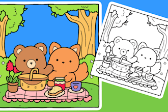 draw a cute and cozy children colouring book