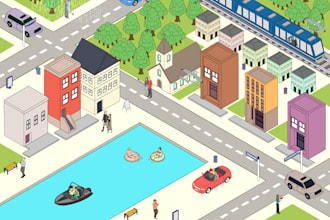 create isometric illustration, search and find, wheres weldo for website, app