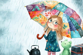 create awesome children story book illustrations watercolor
