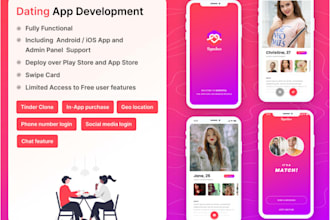 applied and develop a dating app, online dating, tinder and chat app