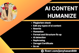 check plagiarism, edit, rewrite and humanize ai generated content