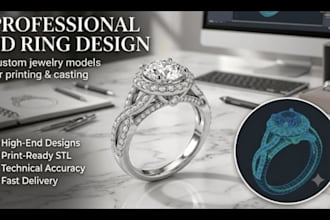 design diamond and custom rings in 3d cad for manufacturing