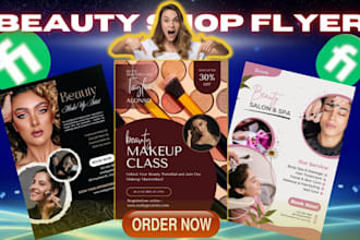 design attractive beauty, skin, hair and spa salon flyer in 12hrs
