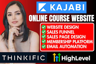 kajabi online course website design thinkific teachable gohighlevel sales funnel