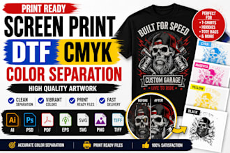 create screen print and dtf artwork with cmyk separation