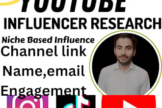 do youtube influencer research and valid email list building