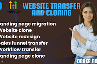 redesign, clone, migrate, transfer website funnel to systemeio, ghl, clickfunnel