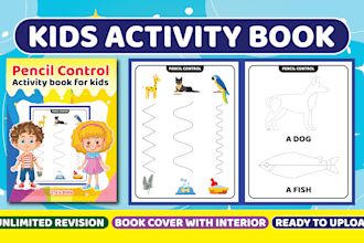 design kids coloring book cover kids activity book interior cover design for KDP