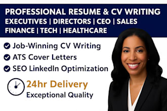 write executive director vp ceo sdr, sales law medical tech hr finance resume cv