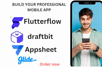 develop mobile apps using appsheet, flutterflow, adalo, glide, airtable softr