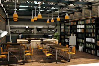 do 3d rendering for café, restaurant, coffee shop, interior , exterior design