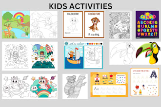 design kids activity book, coloring book, handwriting, workbook for amazon KDP