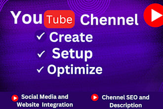 create and setup youtube channel logo, banner with optimization