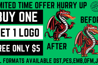 do buy 1 get 1 free embroidery digitizing logo