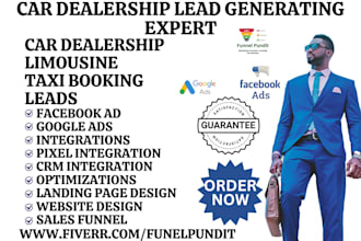 generate car dealership leads chauffeur car rental limousine taxi booking leads
