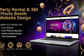 design party rental and 360 photo booth websites with online booking event plans