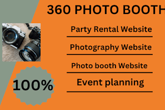 design party rental and 360 photo booth websites with online booking event plans