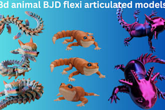 design flexi model 3d articulated model action figure 3d toy flexi animal stl