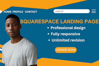 design squarespace landing page or squarespace store with popup