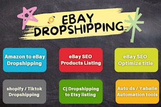 do amazon to ebay dropshipping, ebay product listing, ebay SEO, etsy and shopify