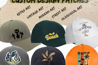 create vintage, modern and custom design patches for caps