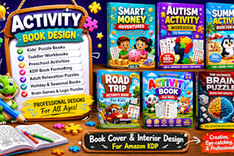 create a cute kids activity book cover and interior for KDP