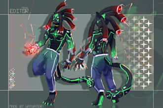 design and draw a reference sheet for character you desire