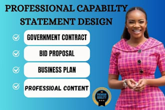write and design government capability statement, bid proposal writing rfp  rfq