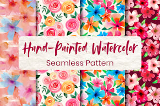 make a loose watercolor floral seamless pattern, handpainted