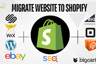 migrate etsy, wordpress, squarespace, ecwid, magento, webflow to shopify store