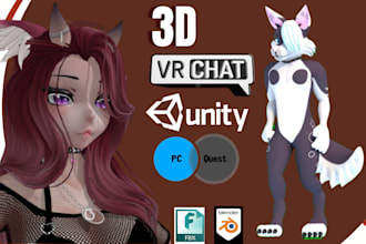 model unique 3d anime furry vrchat avatar for vrchat with oc from scratch