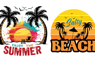 make beach logo with palm trees summer t shirt design