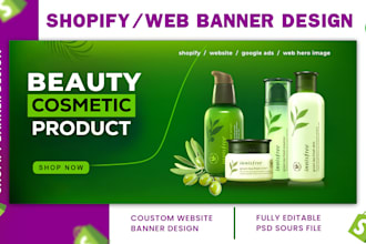 design shopify banner, web banner sliders, amazon product listing images, ads