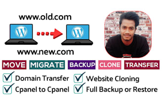 backup, transfer, migrate, clone wordpress website in 2 hours or transfer domain