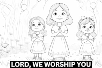 create an engaging christian children coloring book illustrations
