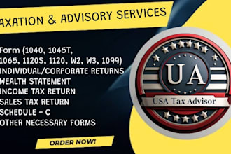 prepare USA tax return 1040, 1120, 1065, 1099, schedule c