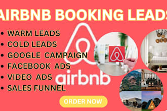 airbnb booking leads, email marketing, google ads, facebook ads, video ads