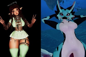 vrchat avatar model, pc quest avatar, retexture, physbones, avatar cloth toggles
