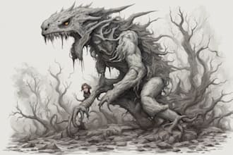 draw a fantasy horror and fantasy horror character